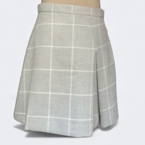 LOFT Window Pane Plaid Mini Skirt Light Grey SZ 4 - Picture 2 of 11